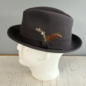 Vintage Cellini Italia Dobbs Fifth Avenue grau Wolle Fedora Hut Made USA - Bild 1 von 11