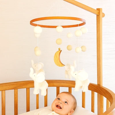 Elefante Bebé Móvil Fieltro Neutro Cuna Guardería Bebé Móvil Ducha Regalo Foto 1 de 4