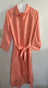 Saks Fifth Avenue Women's Sz M 100% Linen Belted Shirt Dress Coastal Grandma - Picture 1 of 6