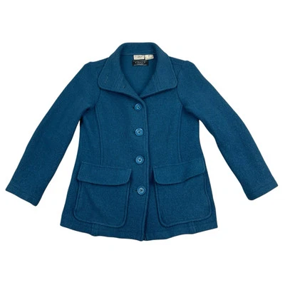 LL Bean Bellandi Jacket Womens Size XS Petite Blue Italian Wool Pea Coat Vintage - Image 1 of 4