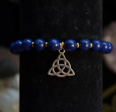 Pulsera Nudo Celta Lapislázuli Hecha a Mano Pagano Wicca Protección Joyería Regalo Foto 1 de 4