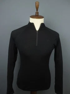 Felpa rompighiaccio nera lana merino finto collo manica lunga slim fit 1/4 zip - Foto 1 di 15