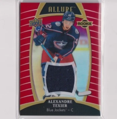 2019-20 UD Allure Rookie Red Rainbow Jersey 71 Alexandre Texier Blue Jackets - Image 1 of 2