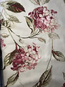 CENEFA PERSONALIZADA LAURA ASHLEY ~ GRANDE 98"" W X 20""L ~ HORTENSIAS ROSADAS, FONDO BEIGE - Imagen 1 de 4
