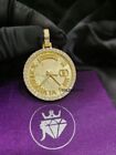 1 Ct Round Moissanite Classic Wrist Watch Pendant Silver 14K Yellow Gold Plated