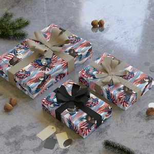 30" x 60" Gift Wrapping Paper, - 8 PATRIOTIC DESIGNS, eagles, unicorns, dog, cat - Picture 1 of 11
