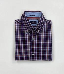 Camisa de yate Paul & Shark a cuadros azul marino para hombre talla 40 pequeña S manga larga A - Imagen 1 de 13