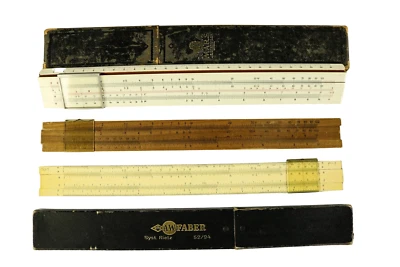 3 Rechenschieber Holz Antik A.W. Faber 55/91 + 1/60 + 52/94 - Bild 1 von 4