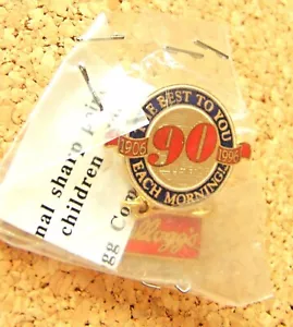 90 Years The Best to You Each Morning Kellogg's 1906 1996 dangle lapel pin - Picture 1 of 10