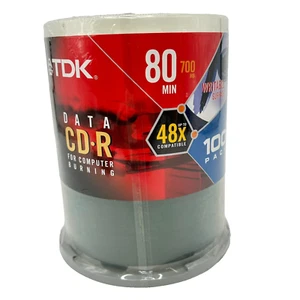TDK Data CD-R Recordable 48X 700MB 80 Minutes For Computer Burning 100 Pack - Picture 1 of 4