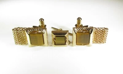 Gemelos envolventes con una piedra cuadrada de ojo de tigre Foto 1 de 4