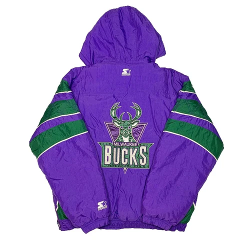 Vtg Rare NBA Milwaukee Bucks Starter Jacket. Mens Large Cover