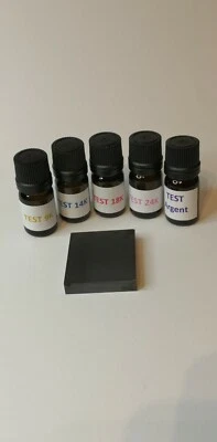 Kit acide 5 test testeur or 9,14,18 et 24 K et argent + pierre de touche +notice - Bild 1 von 2