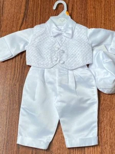 Baby Boy Christening Baptism white Outfit LONG PANTS size XS-S-M-L-XL /#15818 - Picture 1 of 2