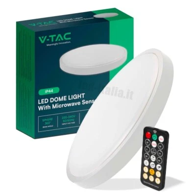 V-TAC PLAFONIERA LED ROTONDA 24W SMD IP44 SENSORE DI MOVIMENTO E CREPUSCOLARE - Immagine 1 di 4