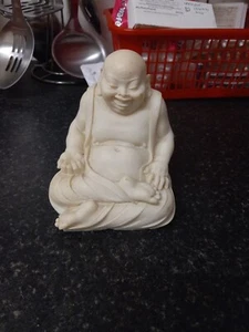 Budai lachender Buddha Alabaster Statue weiß 13 cm - sehr guter Zustand - Bild 1 von 5