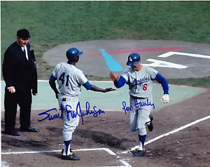 LOU JOHNSON / RON FAIRLY LOS ANGELES DODGERS ACTION SIGNED 8x10 - Picture 1 of 1