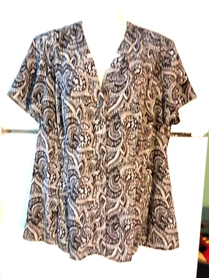 WOMEN'S CROFT & BARROW FLORAL SHORT SLEEVE NOTCH COLLAR BLOUSE PLUS SIZE 2X - Image 1 of 4