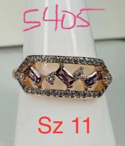 NWT Ring Bomb Party Sz11 RBP Brilliant Purple Gems Yellow Gold Pl Band - Picture 1 of 9