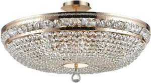 Gold Glamour Klassisch Kristall Deckenlampe Deckenleuchte 12xE14/60W IP20 - Bild 1 von 2