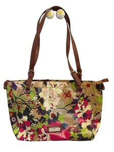 Sakroots Floral Large Satchel Bag Double Handles Gold Interior Top Zip Flowers - Picture 1 of 7
