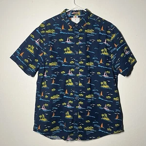Cactus Man Ricky Singh Button Up Shirt Size XL Slim Colorful Sail Boat Pattern - Picture 1 of 10