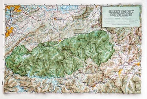 Mapa en relieve elevado del Parque Nacional Great Smokey Mountain - Imagen 1 de 1