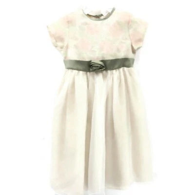 MARMELLATA Girl's Size 8 Chiffon & Satin Dress Ivory Green Pink Dressy   - Image 1 of 4