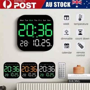 LED Large Digital Wall Clock Alarm Remote Control Temperature Date Week Display - Picture 1 of 14