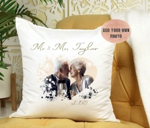 Personalised OWN PHOTO ANIVERSARY cushion, memory pillow, BEDROOM ITEM - Picture 1 of 2