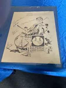 LOU BOUDREAU HOF CLASSIC POSTER 13 x17 SIGNED MICKEY MANTLE +5 JSA ZZ15495 - Picture 1 of 3