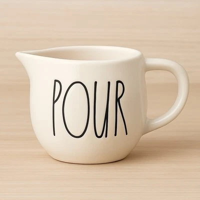 Rae Dunn POUR Ceramic Creamer Pitcher Mug - Farmhouse Kitchen Decor - Artisan - Image 1 of 2