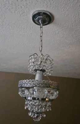 银色水晶吊灯。 捷克制造。 — 第 1/2 张图片