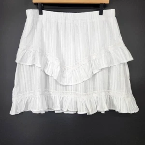 Time and Tru NWT Ruffled Mini Skirt Size L White Lace Festival Western Concert - Picture 1 of 7