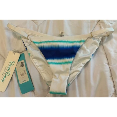 Traje de baño Beach Bunny Renegade Bikini Parte inferior XL Rayas Blanco Azul Nuevo Foto 1 de 4