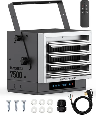 7,500W Electric Garage Heater, Wire: 8 AWG, Plug: NEMA 14-50P, Remote, Ceiling M - Image 1 of 4