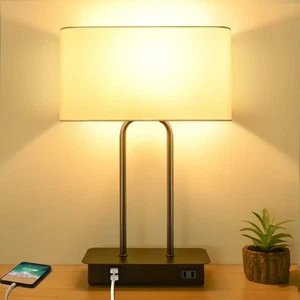 3-Way Dimmable Touch Control Table Lamp with 2 USB Ports and AC Power Outlet ... - Picture 1 of 6