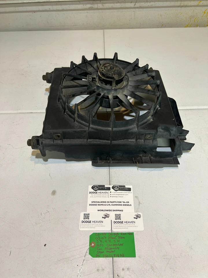 Conjunto de ventilador condensador aire acondicionado Dodge Ram 1500-3500 2002-2008 OEM 55056818AB Foto 1 de 4