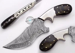 8.25" Custom Hand Made Beautiful Damascus Steel skinning Knife (962-2) - Picture 1 of 7