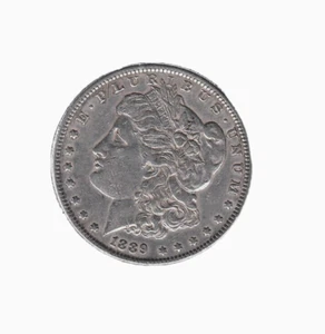 Dólar de plata Morgan 1889 90% plata, moneda de plata de $1 dólar, circulada - Imagen 1 de 2