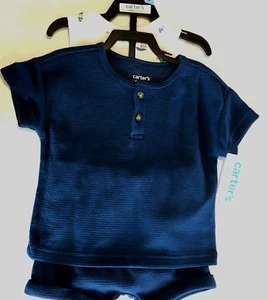 Carter's Child of Mine Baby Boy 3-Pcs Short Outfit Blue Spring Summer Soft New - Picture 1 of 6