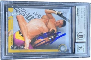 NATE DIAZ SIGNED 2015 TOPPS CHRONICLES GOLD /88 UFC CARD #52 BAS AUTO 10 - Picture 1 of 1