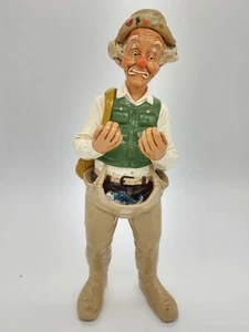 Vintage Judis Pastime Fishing Clown Chalkware Statue 1983, 14.5 inches - Picture 1 of 7
