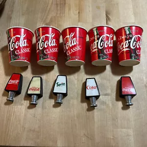 Vintage Tombstone Style Fountain Handles And Five New Old Stock Classic Coke Cup - Picture 1 of 6