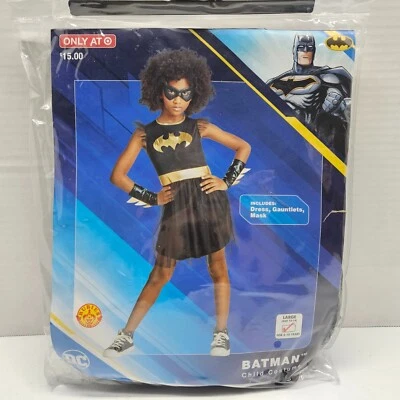 BATGIRL HALLOWEEN COSTUME Size Large 12-14  Batman Girl Dress Gauntlet Mask  NEW - Image 1 of 4