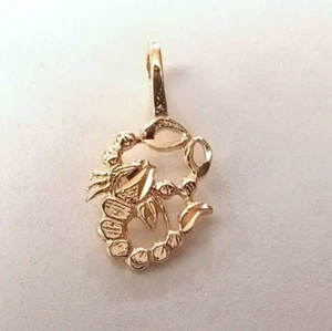 New 14k Yellow Gold Scorpio Zodiac Charm Pendant - Picture 1 of 3