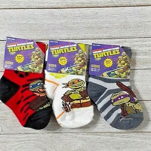 Teenage Mutant Ninja Turtles 3 pair boy's socks safety toe 4-5.5 