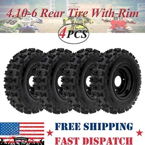 Paquete de 4 neumáticos de 4,10-6 ruedas + llantas ruedas de 6" para Go Kart ATV cortacésped cuádruple 110cc - Imagen 1 de 6