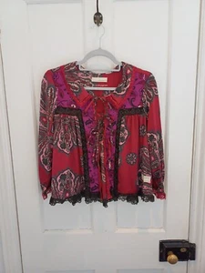 Odd Molly Top Size 1 UK Size 10 Boho 100% Silk Tie Closure - Picture 1 of 11