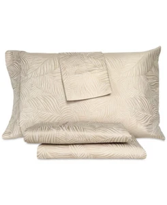 $200 Art of the Weave 1000 TC Cotton Blend 4 PC Sheet Set Queen Beige Jacquard - Picture 1 of 8